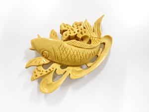 アンティーク　本つげ　透かし　帯留め